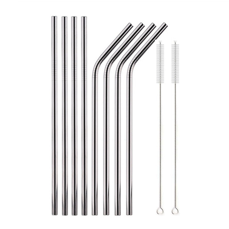 Rainbow Color Reusable Metal Straws Set