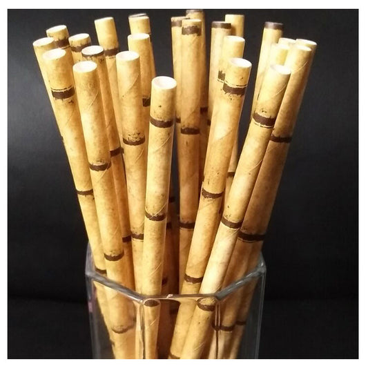 25Pcs Panda Bamboo Paper Straws