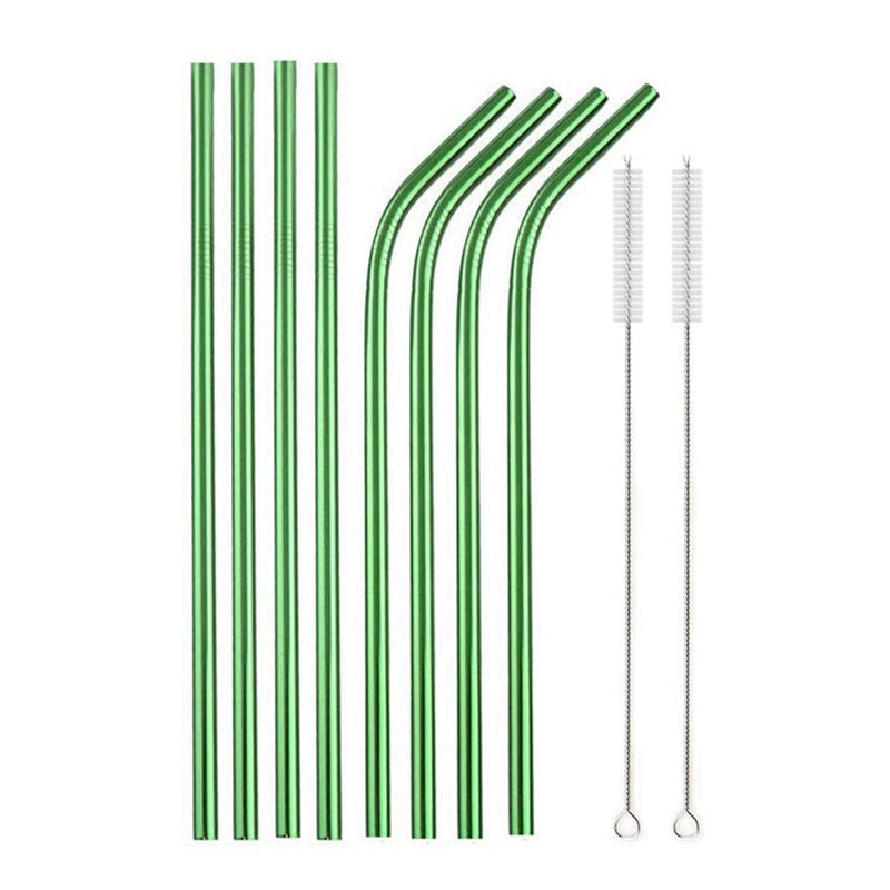 Rainbow Color Reusable Metal Straws Set