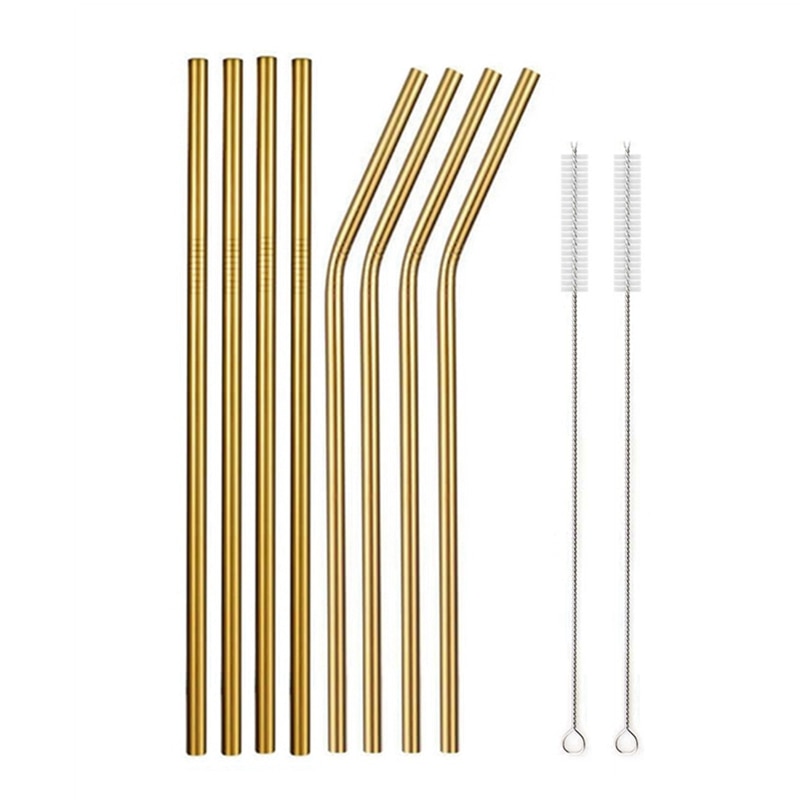 Rainbow Color Reusable Metal Straws Set