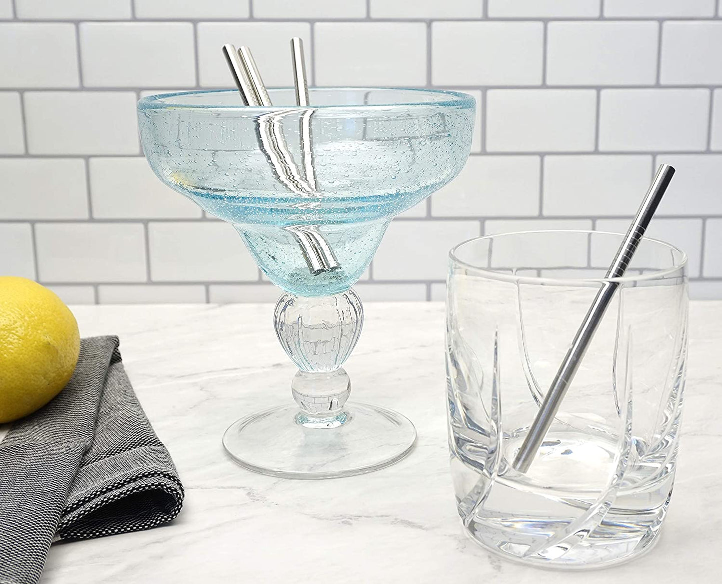 4pcs 6*130/160mm Kids Metal Straws