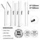 4pcs 6*130/160mm Kids Metal Straws