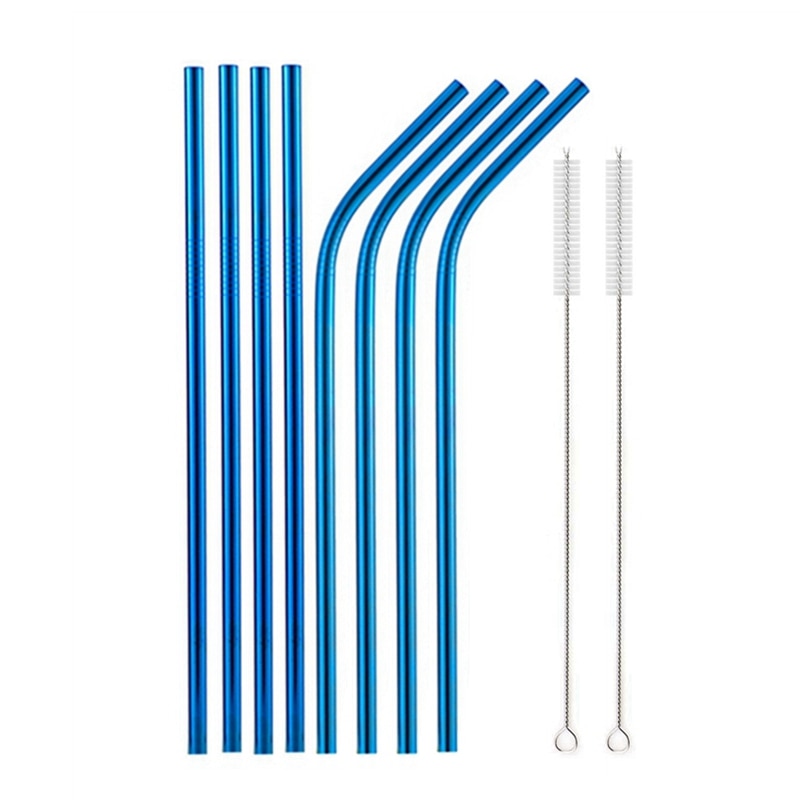 Rainbow Color Reusable Metal Straws Set