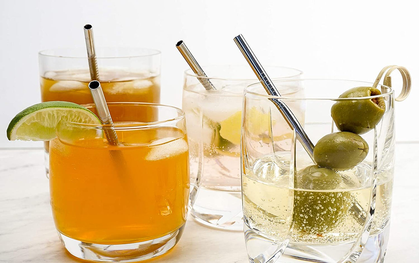 4pcs 6*130/160mm Kids Metal Straws