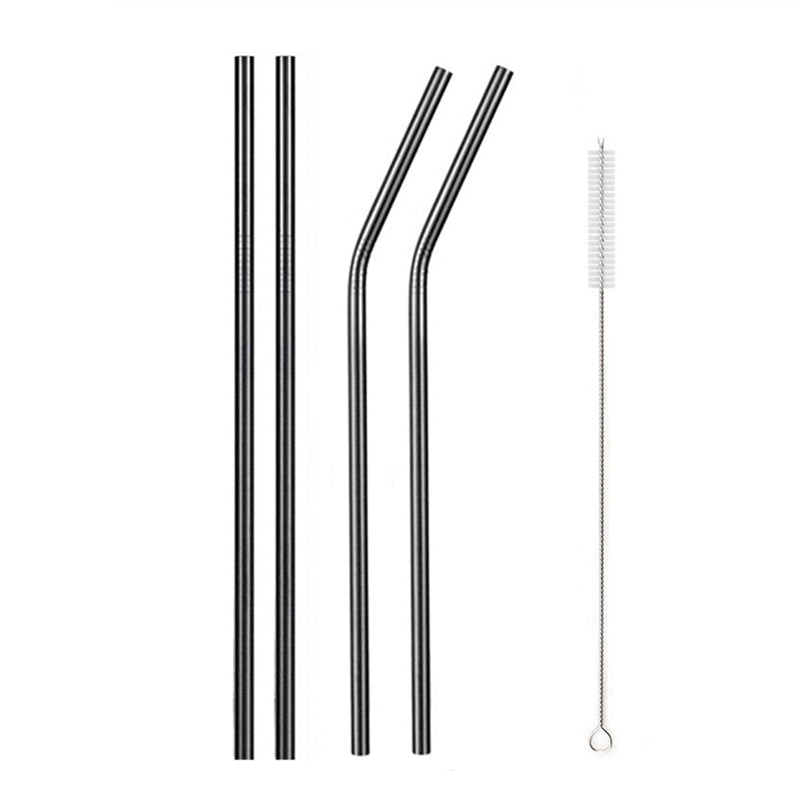 Rainbow Color Reusable Metal Straws Set